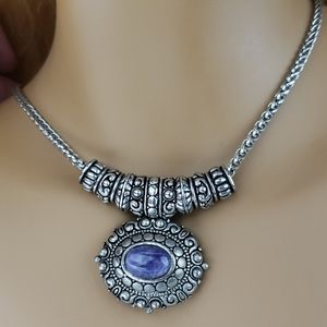 Vintage Style Amethyst Cabochon Necklace